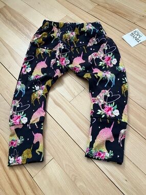 2 For 20 Kids Black Unicorn Print Adjustable Pants - Made in Quebec